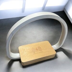 Zummy  Sleek White Wireless Charger with Wooden Base